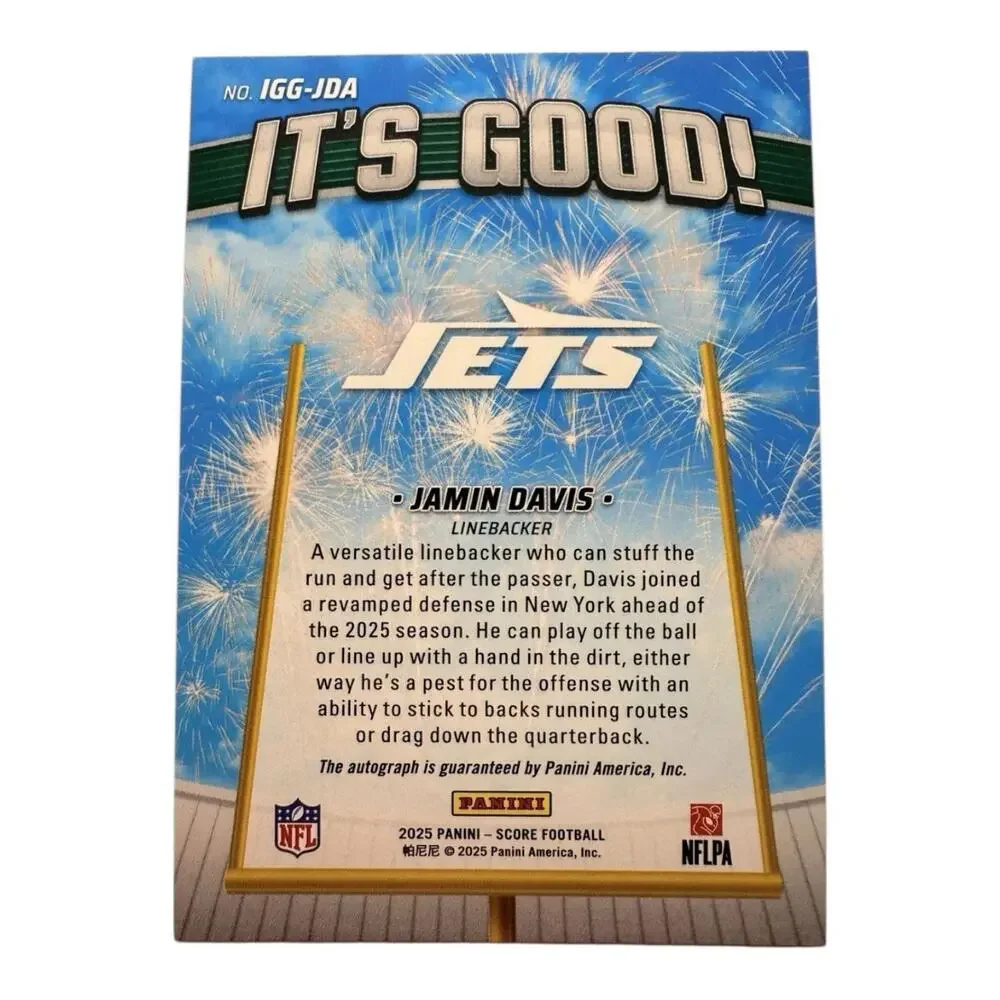 2025 Panini Score It’s Good - Jamin Davis Auto Jets Commanders